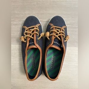 Sperry blue wool boat coastal sneakers